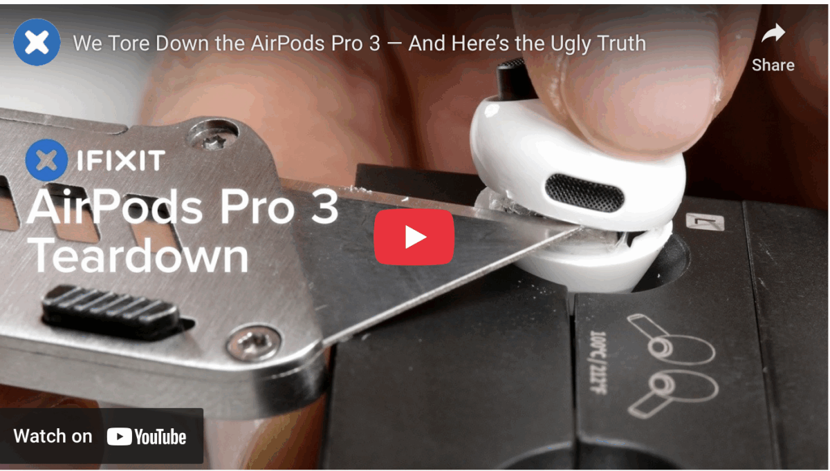 iFixit posts teardown report of AirPods Pro 3 earbuds, offers 0 out of 10 repairability score